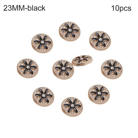 10 st metall strass knappar skjorta knappar SVART 23MM10ST black 23MM10pcs-10pcs