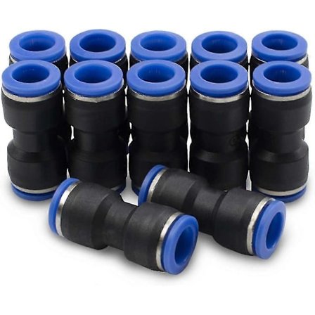 12 stk. 4 mm lige pneumatisk push-in-fitting, 2-vejs hurtigkobling af plastik til PU-luftslange