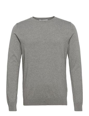 Slhberg Crew Neck B Neulepaita Pyöreä Kaula-aukko Harmaa Selected Homme