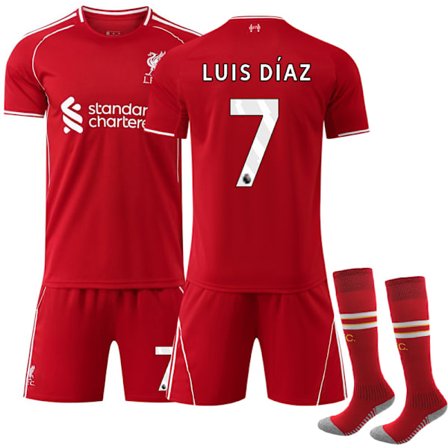 25-26 Liverpool Hemma Tröja Barn Vuxen Fotbollskit Nr. 7 Luis Diaz-XF25- NR.7
