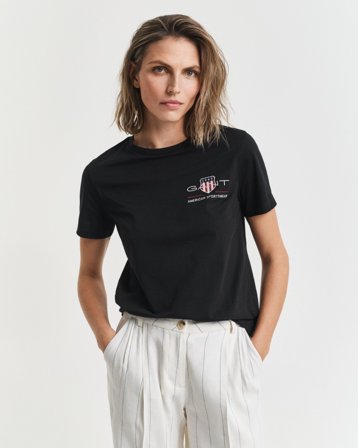 GANT Damen T-Shirt (L) Schwarz