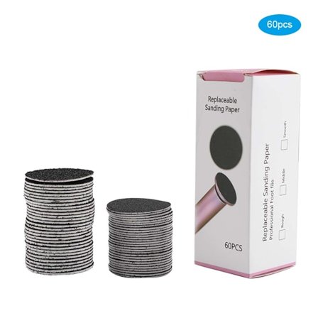 60 stk. engangs sandpapirskiver for fotfil, slipende pedikyrverktøy