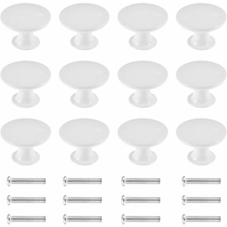 12 kpl Vintage-tyylisiä kaapin nuppeja - Antiikkiset keittiönupit - 30mm - Valkoinen, T-Audace