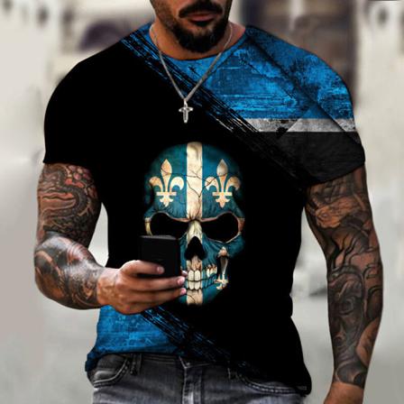 Män Skull Print Tops Kortärmad T-shirt