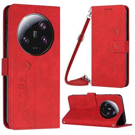 För Xiaomi 13 Ultra Pu Cover Fodral Hjärtformad plånbok Phone case med axelrem