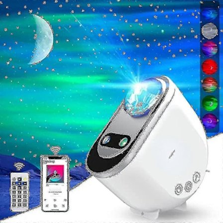 Nordlys Stjerneprojektor, 6 Musik Fjernbetjening Stjerneprojektor Indbygget Bluetooth-højtaler, Natlampeprojektor til Børn Voksne, Hvid Støj A