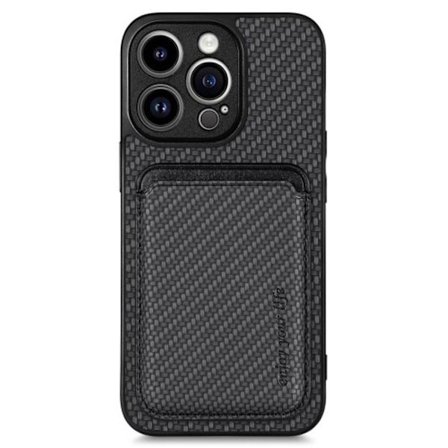 iPhone 15 Pro Cover with Detachable Card Holder - Black