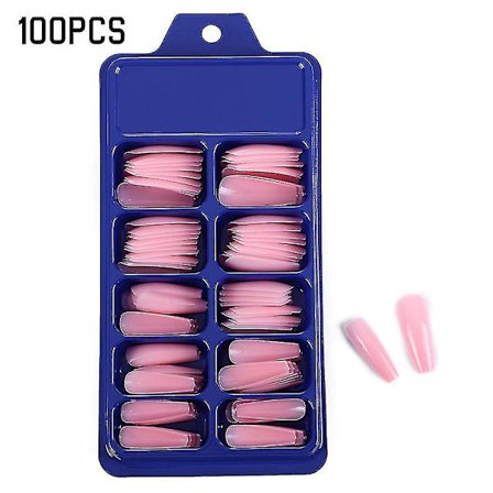 100 st Långa Akryl Konstgjorda Naglar Tips Fäst På Hela Falska Fingernaglar
