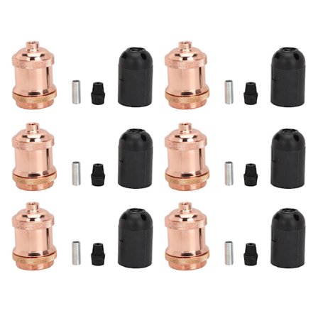 6 stk. Retro lampeholder udskiftning dekorative antikke lys fatninger til DIY lysekrone rose guld 85‐265V