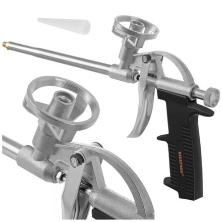 Metalskumpistol med justerbar flow og skridsikkert håndtag