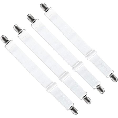 st justerbara lakanclips, 70cm till 230cm, för lakan, soffa, strykbrädsöverdrag, vit