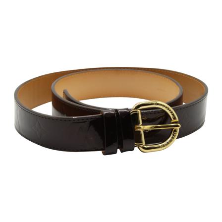 Louis Vuitton Vintage Pre-owned Monogram Vernis Buckle Bælte in Patent Leather Brun, Dame Vintage Accessories, Størrelse: ONE Size