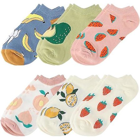 Sødt Frugt Ankelstrømper til Kvinder Frugt Trykt Sødt Strømper Casual Bomuld Ankelstrømper Sjovt Lave Strømper til Kvinder Piger