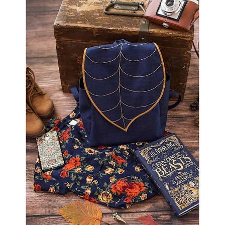 Blå Korkläder Löv Ryggsäck tillverkad av Växtbaserat Läder/ Hobbitcore Ryggsäck /Cottagecore Ryggsäck 29x37x15cm