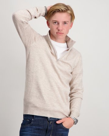RYVLS Justin Soft Knit Half Zip Beige Truien Jongens - Kids Brand Store