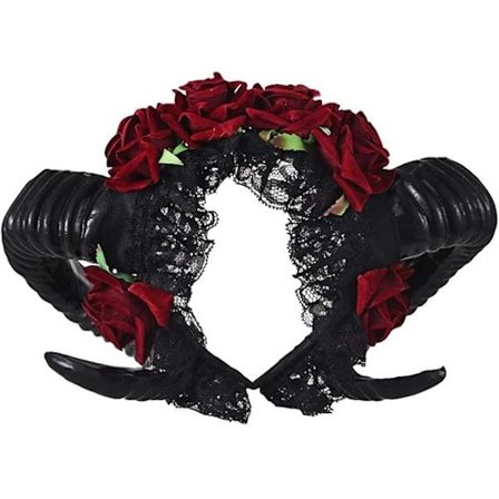 Gotiske Værhorn Sinister Evil Hodebånd Roser Garland Satanic Hea