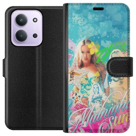 Kompatibelt Lommeboketui til Xiaomi Redmi 15C Eventyrverden med Steve, Creeper og dyr i fargerik blokkgrafikk