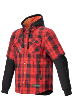 Motorradhemd Alpinestars MO.ST.EQ Tartan Flammenrot/Schwarz S
