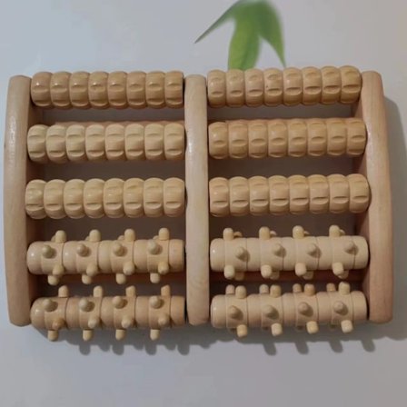 Fotmassage med Akupressurrullar för Myofasciell och Plantar Fasciit Lindring - Trä