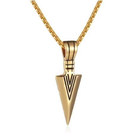 Personlighet Spjutspets hänge män titan stål halsband gold