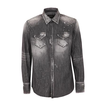 Dsquared2 - Skjortor - Svart - Herr - Storlek: S, Herr, Storlek: S