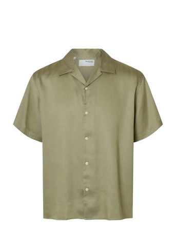 Slhrlxcharlie Satin Ss Shirt Resort Green Selected