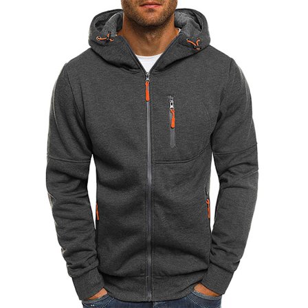 Herre Sports Fitness Casual Sweater Cardigan Hættetrøje Jakke Mørkegrå