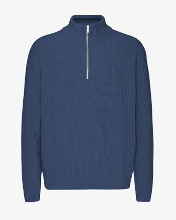 Merino Quarter Zip - Petrol Blue XS