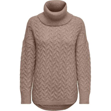 Only, Trudy life l/s long rollneck knt mocha meringue Bruin, Dames, Maat:M