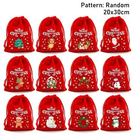 5/10 stk julefløyelsposer Godteri Snack Gavepose 20X30CM5STK