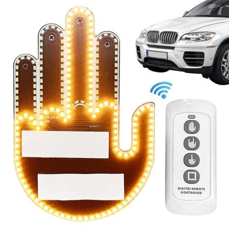 Rolig Bilfingerlampa med Fjärrkontroll, Vägargestyrda Tecken Mittfinger Gestlampa (FMY)