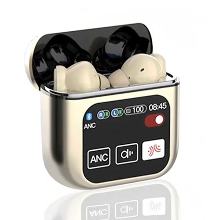 Trådlösa TWS Hörlurar ANC ENC med Färgdisplay Guld