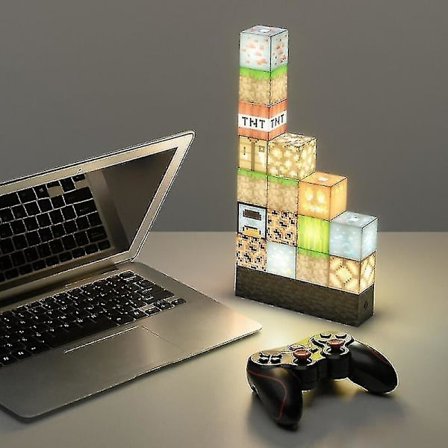 Minecraft Nattljus Creatives Nyhet Splicing Lights Led-lampa för sovrum Vardagsrum Julpresent A