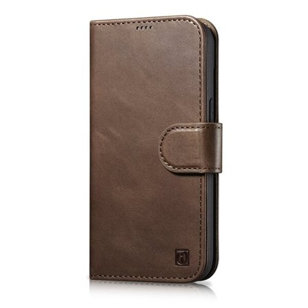 iCarer 2in1 Oil Wax Leather Wallet Case for iPhone 14 Plus, Anti-RFID, Brown (WMI14220723-BN)