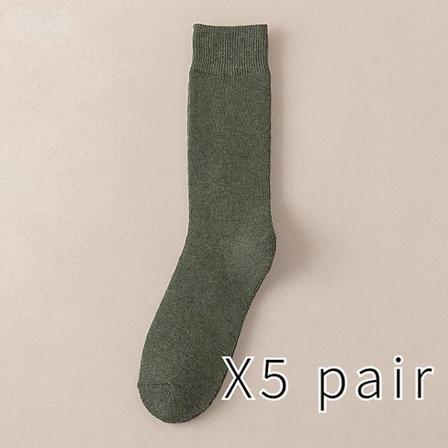 Vinter frottésokker for herre pluss størrelse tykk varm Harajuku retro pluss fløyel bomull uformelle lange sokker 5 par-c2, eur størrelse 39-46 Green 