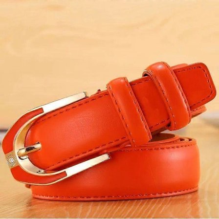 Dambälte i läder med spänne, mode dam 3.0 fint byxbälte godisfärg