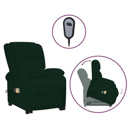 Vidaxl Massagefåtölj Med Uppresningshjälp Mörkgrön Sammet Grön