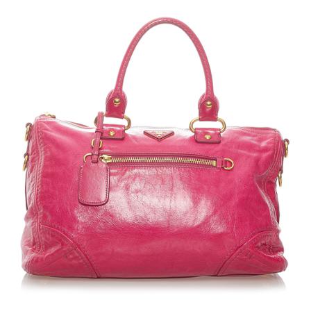Prada Vintage, Pre -owned Vitello Shine Satchel Roze, Dames, Maat:ONE Size