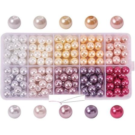 200 kpl 8mm lasihelmi pyöreä helmi, sileä satiininen pieni helmisarja tee - se-itse-korujen tekemiseen kaulakorun rannekoru - 10 väriä