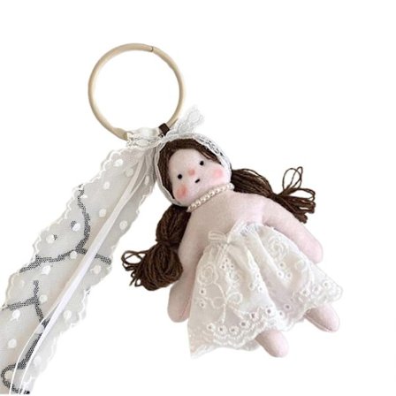 Söpö nukke avaimenperä käsintehty pitsikukkamekko tyttö riipus laukku viehätys tyylikäs lompakko korut muodikas puhelin lisävaruste pilkullinen hame