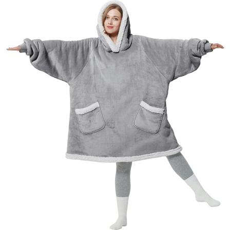 Bärbar Filt Hoodie - Sherpa Fleece Huvtröja för Vuxna