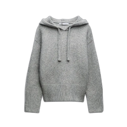 Grå hoodie från Zara i ullmix