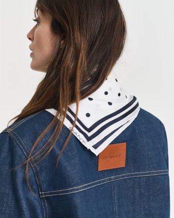 GANT Damen Seidenschal mit Pünktchen-Print (ONE SIZE) Weiß
