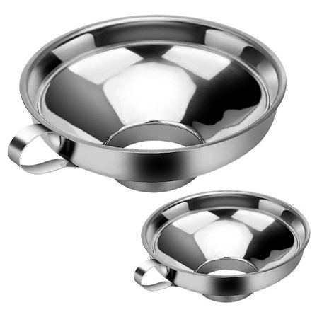 Dww-Set med 2 rostfria sylttrattar, kökstrattset med handtag för att transportera vätskor, oljor, pulver och bönor