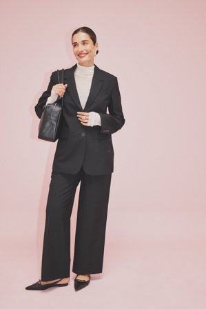 NA-KD Melange-Hose mit mittlerer Taille - Business Hosen - Schwarz - EU 44