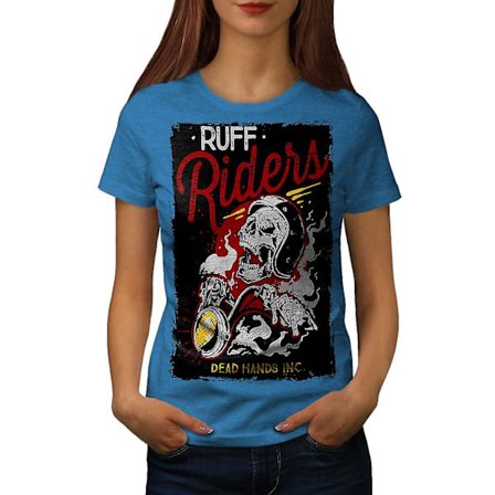 Ruff Riders Skull Biker Dam Royal Bluet-shirt