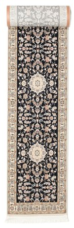 Medaillon Klein Nain Negin Teppich - Schwarz/Cremebeige 80X500