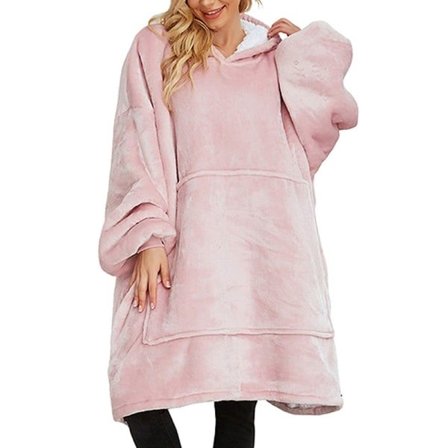 Stor Oversized Huppari Robe Nainen Huopa Huppari Flanelli Kodikas Huopa Pusero Huopa Aikuinen Vaaleanpunainen_tfrf