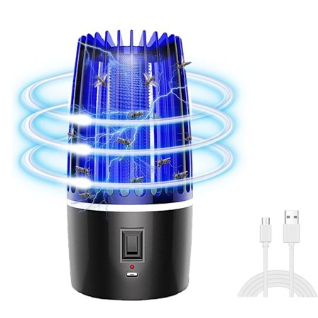 (2000mAh) Myggelampe, 360° UV Insektfanger, 2 i 1 Elektrisk Myggedræber Lampe med USB Genopladelig, Porta