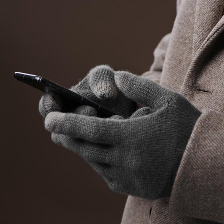 Mănuși Freek din bumbac tricotat gri-închis pentru bărbați